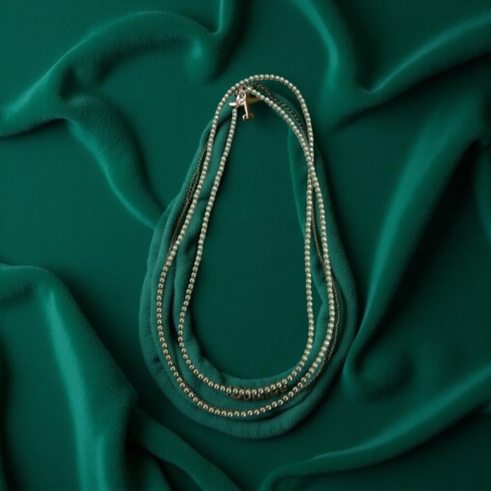 Mint Green faux pearl long necklace 40 inches~handmade
